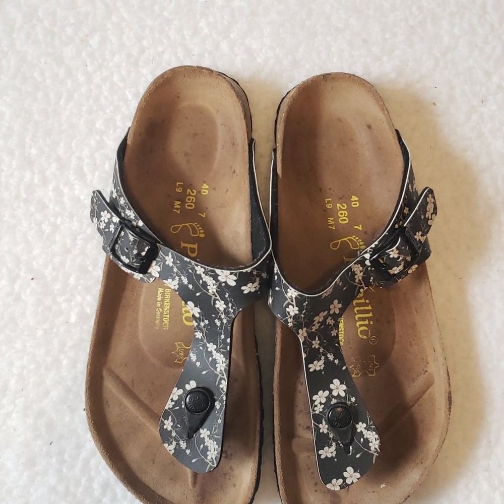 Birkenstock Papillio Black Floral Slip On Sandals